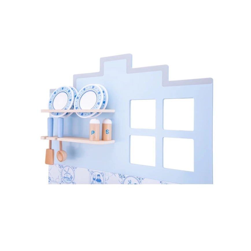 New Classic Toys - Cuisine en bois avec accessoires bleu