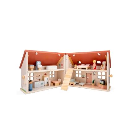New Classic Toys - Maison de poupée en bois rouge
