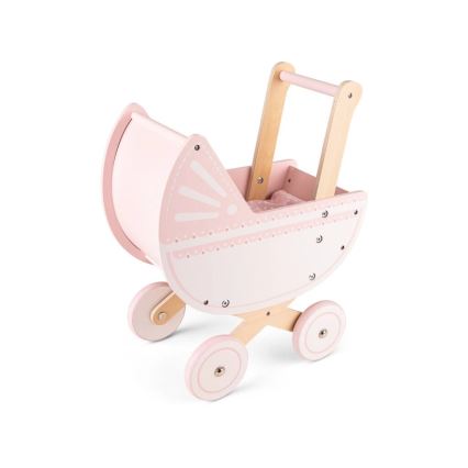New Classic Toys - Passeggino per bambole in legno rosa