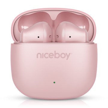 Niceboy Beans 4 POP - Auricolari True Wireless, custodia 200 mAh + 2 x 30 mAh, IPX4, rosa