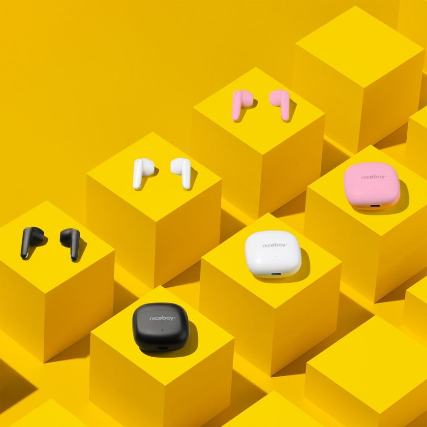 Niceboy Beans 4 POP - Écouteurs sans fil, boîtier 200 mAh + 2x 30 mAh, IPX4, rose