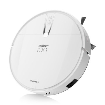 Niceboy ION Charles i4 - Aspirateur robot connecté 2en1 4400 mAh Wi-Fi blanc + télécommande