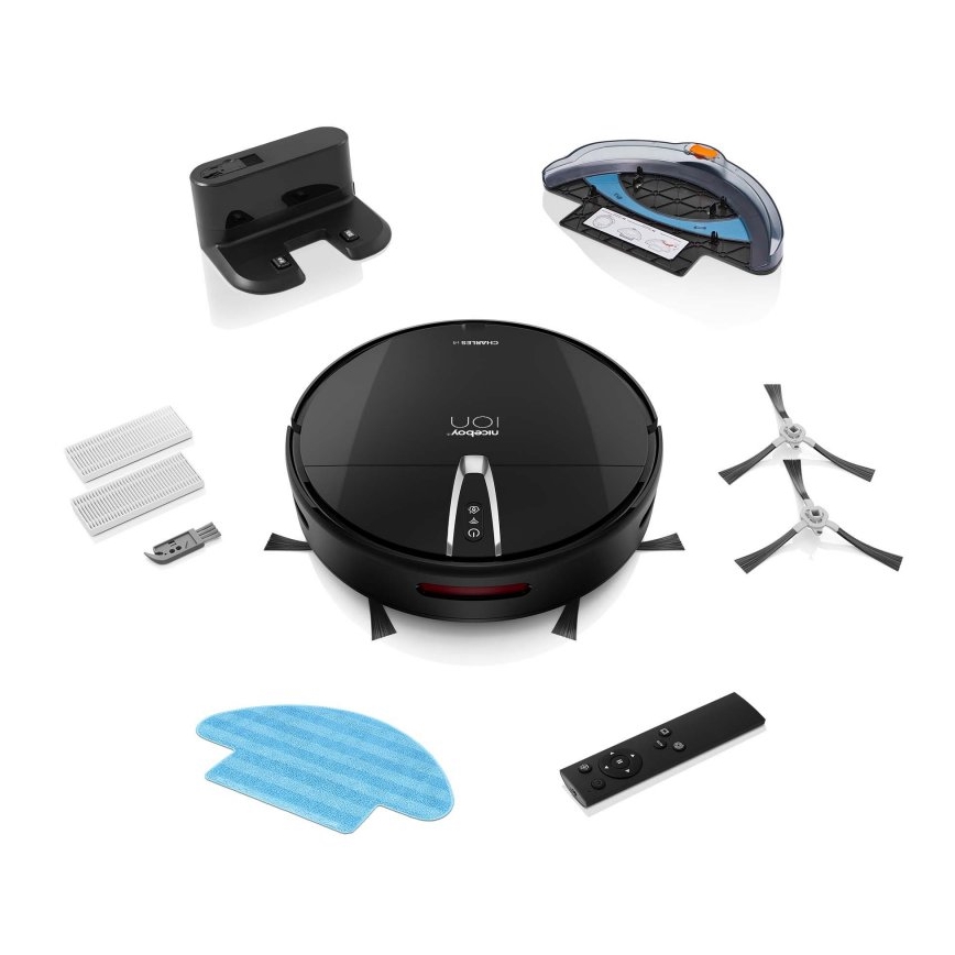 Niceboy ION Charles i4 - Aspirateur robot connecté 2en1 4400 mAh Wi-Fi noir + télécommande