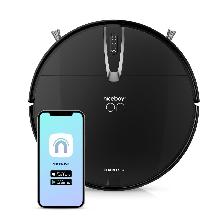 Niceboy ION Charles i4 - Aspirateur robot connecté 2en1 4400 mAh Wi-Fi noir + télécommande