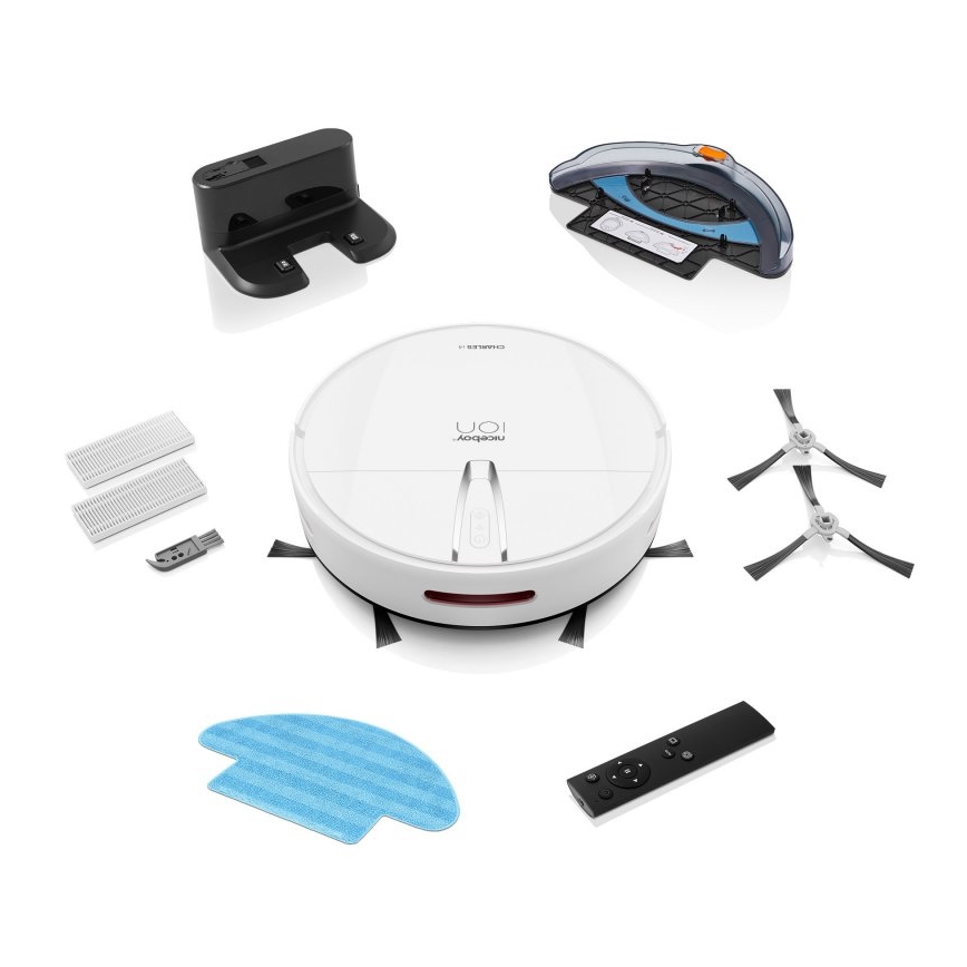 Niceboy ION Charles i4 - Smart-Staubsaugerroboter  2in1 4400 mAh Wi-Fi weiß + Fernbedienung