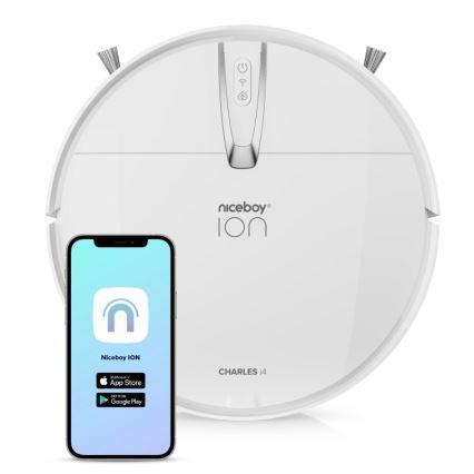 Niceboy ION Charles i4 - Smart-Staubsaugerroboter  2in1 4400 mAh Wi-Fi weiß + Fernbedienung