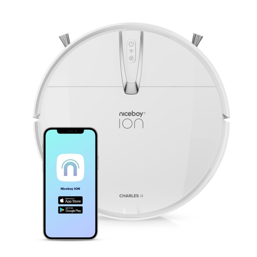 Niceboy ION Charles i4 - Smart-Staubsaugerroboter  2in1 4400 mAh Wi-Fi weiß + Fernbedienung
