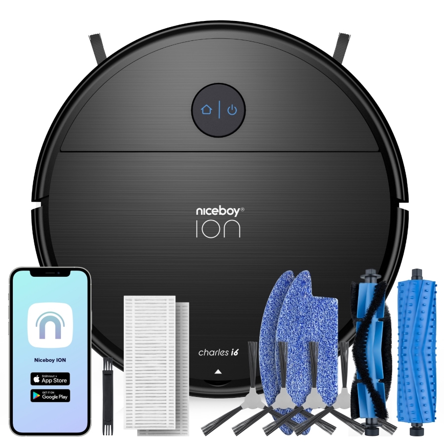 Niceboy ION Charles i6 - Aspirapolvere robot smart 2in1 2600 mAh Wi-Fi nero