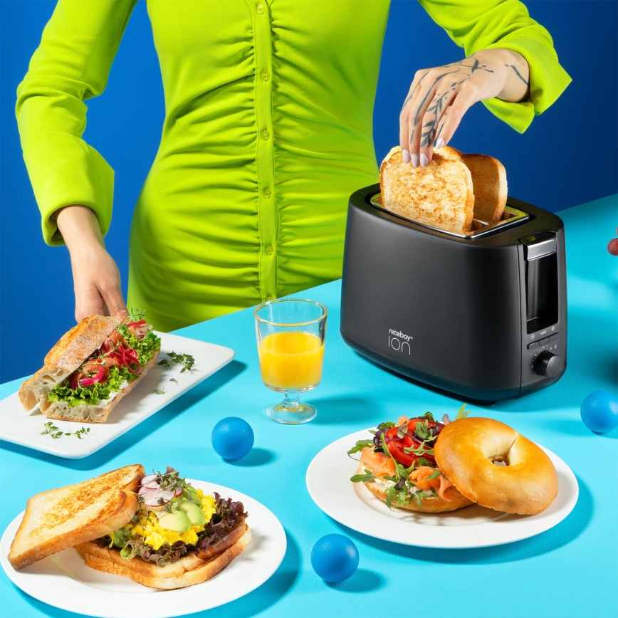 Niceboy ION Cruncher C1 - Toaster mit zwei Schlitzen und Röstaufsatz 750W/230V schwarz