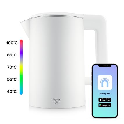 Niceboy ION SmartKettle - Bollitore smart con termoregolazione 1,7 l 2200W/230V Wi-Fi bianco