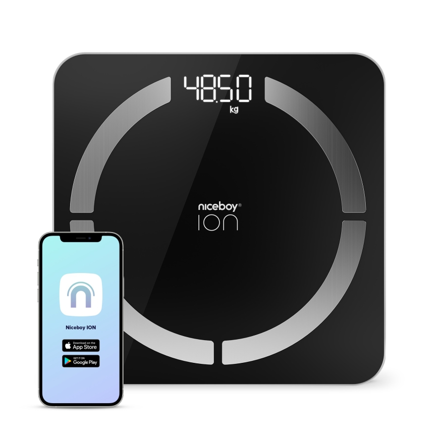 Niceboy ION SmartScale - Digitale Smart-Personenwaage 3xAAA schwarz