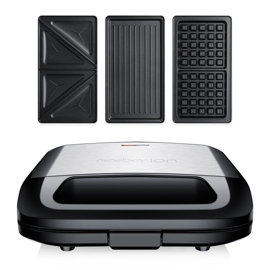 Niceboy ION Snacker S3 - Macchina per i panini 3in1 750W/230V acciaio inossidabile/nero