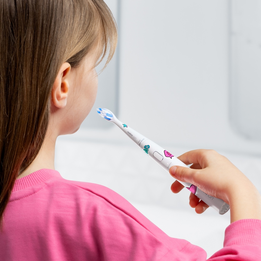 Niceboy ION Sonic Kids - Brosse à dents sonique pour enfants 500 mAh IPX7 blanche