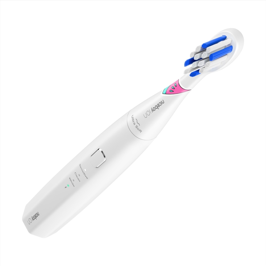 Niceboy ION Sonic Kids - Elektrische Schallzahnbürste für Kinder 500 mAh IPX7 Weiß