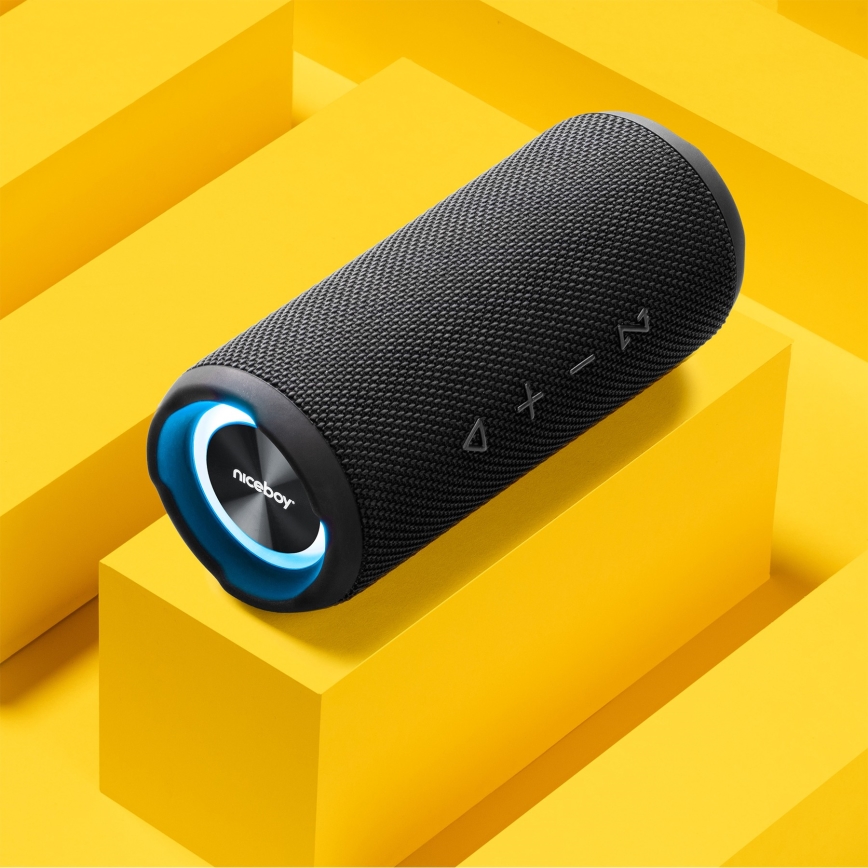 Niceboy Nexus - LED Autoparlante wireless con microfono 26W/4000 mAh IPX6 nero