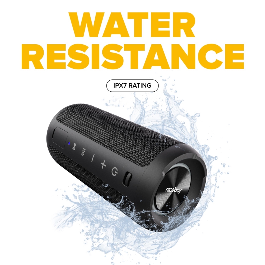 Niceboy Orion - Enceinte sans fil LED avec microphone 24W/2200 mAh IPX7 noire