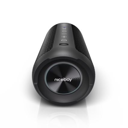 Niceboy Orion - LED kabelloser Lautsprecher mit Mikrofon 24W/2200 mAh IPX7 Schwarz