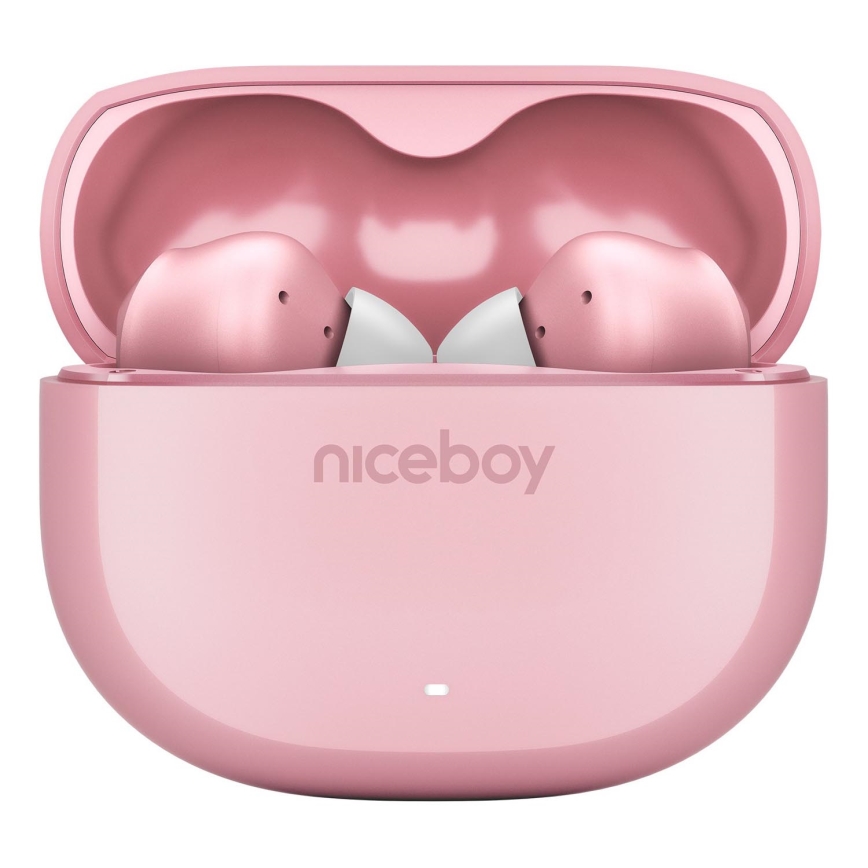 Niceboy Pins 4 - Auricolari wireless con ANC, 400 mAh + 2x 50 mAh, IPX4, rosa
