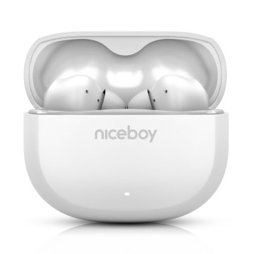 Niceboy Pins 4 - Écouteurs sans fil avec ANC 400 mAh + 2x 50 mAh IPX4 blanc