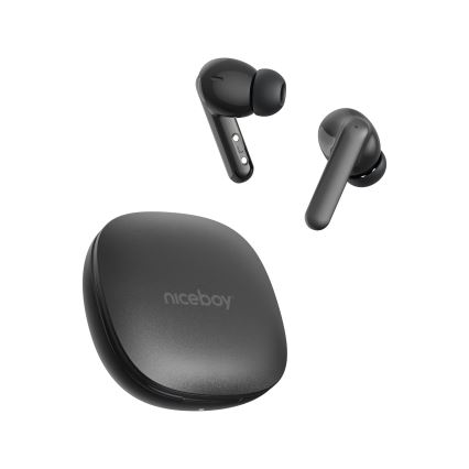 Niceboy Pins 4 PRO - Kabellose Kopfhörer mit ANC 380 mAh + 2x 35 mAh IP54 Schwarz