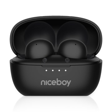 Niceboy Podsie 4 POP - Auricolari wireless 400 mAh + 2x 40 mAh IPX4 nero