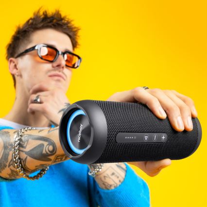 Niceboy Polaris - Altoparlante wireless LED con microfono 30W/2000 mAh IPX7 nero