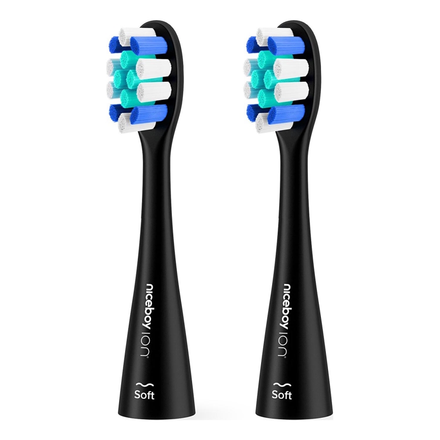 Niceboy - SET 2x Ersatzbürstenkopf Lite Soft für Zahnbürste ION Sonic schwarz