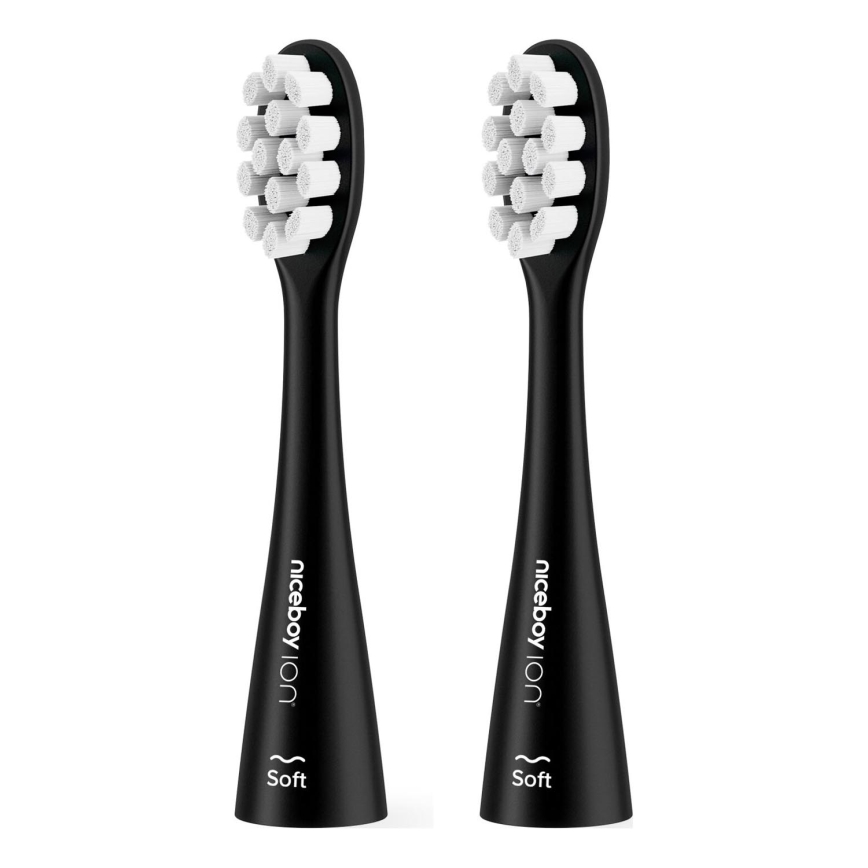 Niceboy - SET 2x Ersatzbürstenkopf Soft für Zahnbürste ION Sonic und SmartSonic schwarz