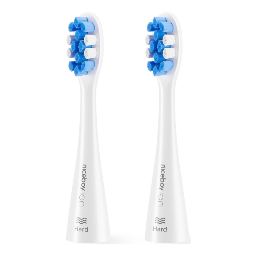 Niceboy - SET 2x Testa di ricambio Hard per spazzolino ION Sonic e SmartSonic bianco