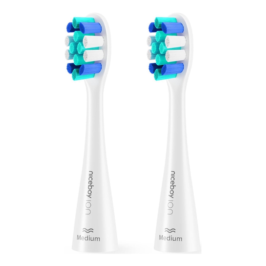 Niceboy - SET 2x Testa di ricambio Lite Medium per spazzolino ION Sonic bianco
