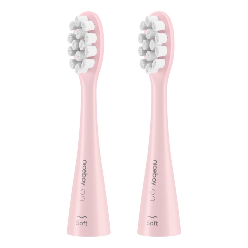 Niceboy - SET 2x Testa di ricambio Soft per spazzolino ION Sonic e SmartSonic rosa