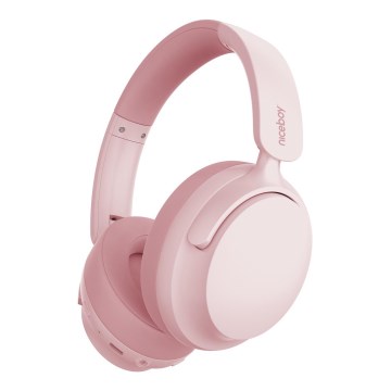 Niceboy Stellar - Cuffie wireless con microfono e cancellazione attiva del rumore (ANC), batteria 400 mAh, IPX4, rosa