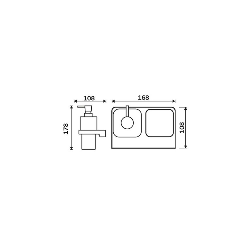 NIMCO MA 2905831H-26 - Distributeur mural de savon et support pour brosse à dents MAYA 290 mm mat verre/chrome brillant
