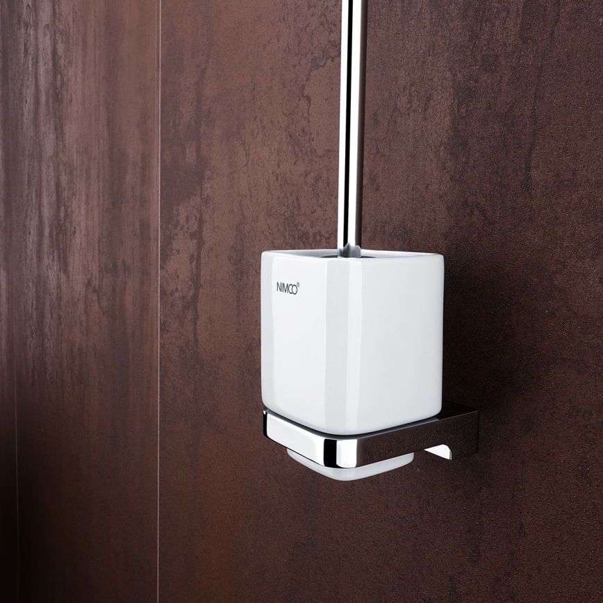 NIMCO MA 29094KN-26 - Toilettenbürste wandmontiert MAYA weiß/glänzendes Chrom