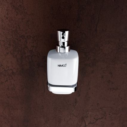 NIMCO MA set-31K-26 - Distributore di sapone a parete, portaspazzolino e gancio a parete MAYA 320 mm bianco/cromo lucido