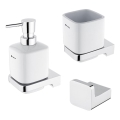NIMCO MA Set-31K-26 - Seifenspender, Zahnbürstenhalter und Wandhaken für die Wandmontage MAYA 320 mm weiß/glänzendes Chrom