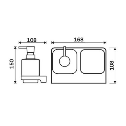 NIMCO MAC 2905831C-T-90 - Distributore di sapone a parete e portaspazzolino MAYA 320 mm opaco vetro/opaco nero