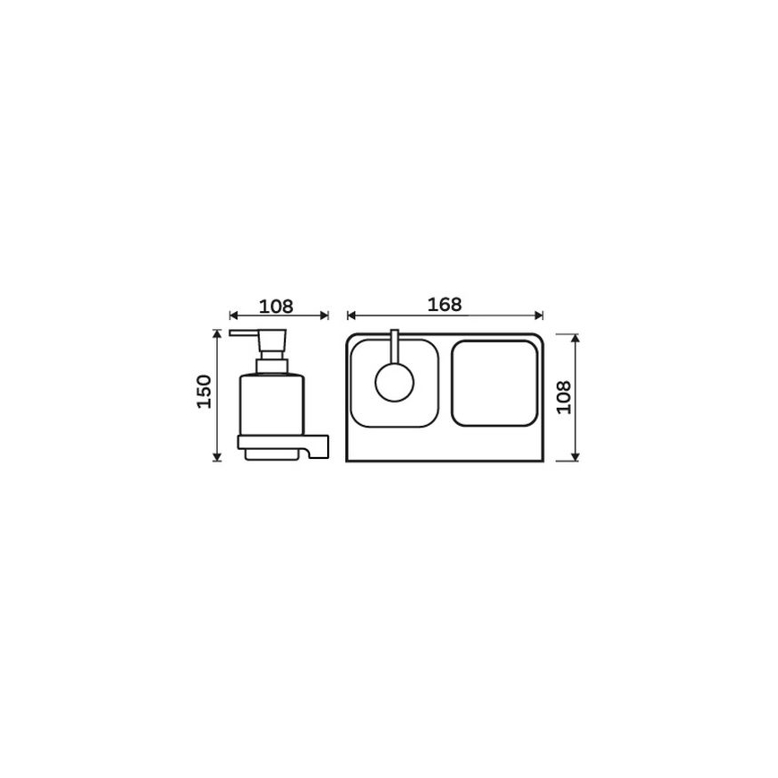NIMCO MAC 2905831C-T-90 - Distributore di sapone a parete e portaspazzolino MAYA 320 mm opaco vetro/opaco nero
