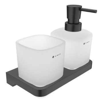NIMCO MAC 2905831C-T-90 - Distributore di sapone a parete e portaspazzolino MAYA 320 mm opaco vetro/opaco nero