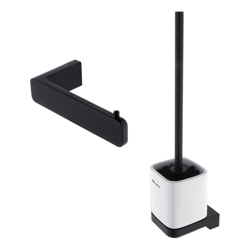 NIMCO MAC set-94KN-90 - Scopino a parete e porta carta igienica MAYA bianco/opaco nero