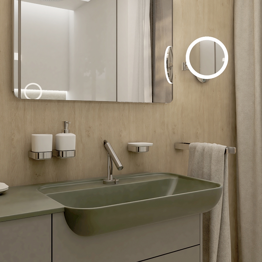 NIMCO NK set-31K-26 - Distributore di sapone a parete, portaspazzolino e gancio a parete NIKAU 320 mm bianco/cromo lucido