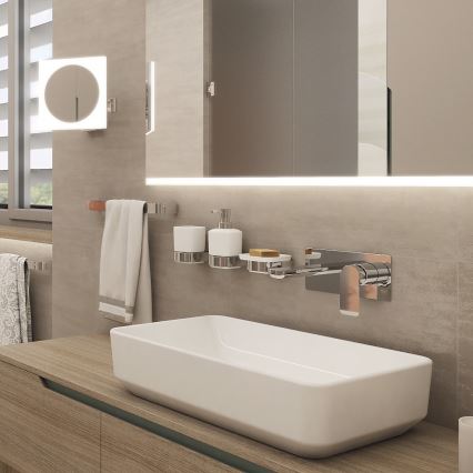 NIMCO NK set-31K-26 - Distributore di sapone a parete, portaspazzolino e gancio a parete NIKAU 320 mm bianco/cromo lucido