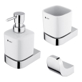 NIMCO NK Set-31K-26 - Seifenspender, Zahnbürstenhalter und Wandhaken für die Wandmontage NIKAU 320 mm weiß/glänzendes Chrom