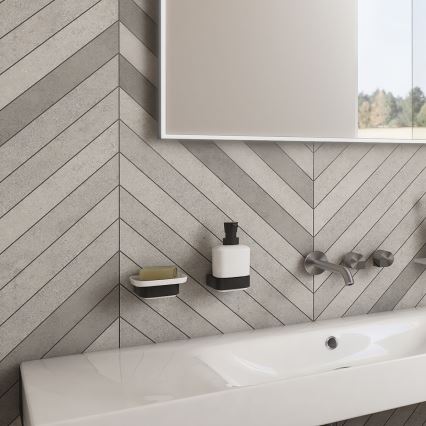 NIMCO NKC set-31K-T-90 - Distributore di sapone a parete, portaspazzolino e gancio a parete NIKAU 320 mm bianco/opaco nero