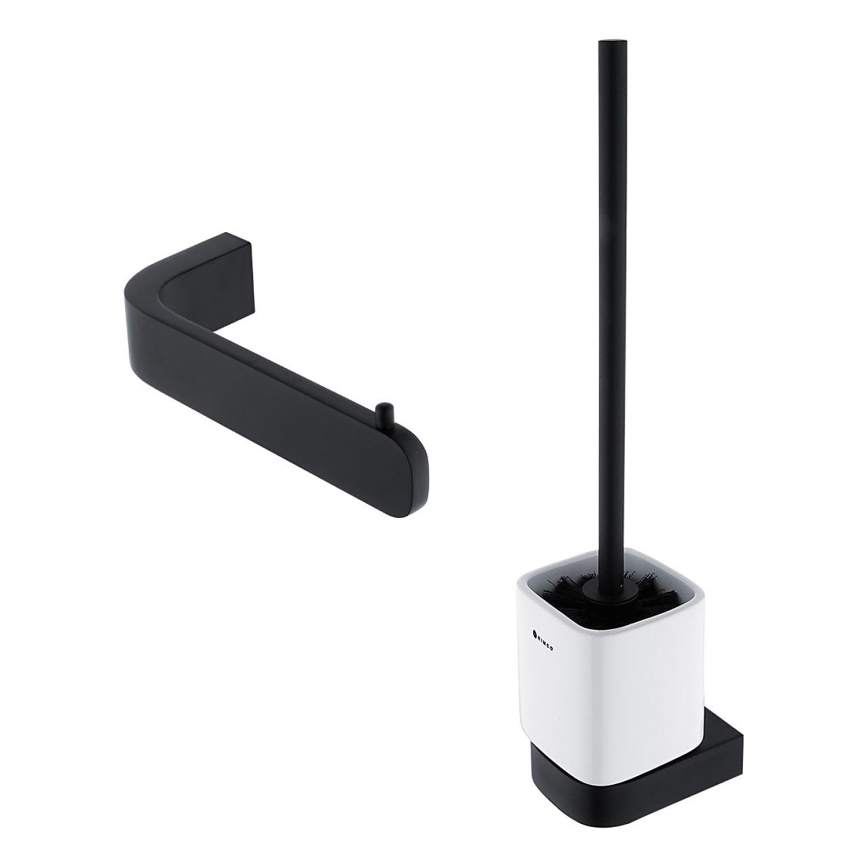 NIMCO NKC set-94KN-90 - Scopino a parete e porta carta igienica NIKAU bianco/opaco nero