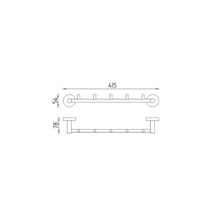 NIMCO UN 13054-5-26 - Appendiabiti da parete UNIX 41,5 cm cromo lucido