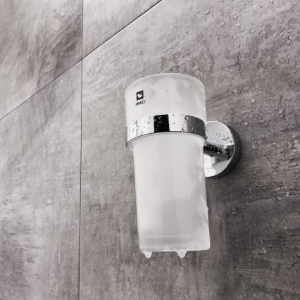 NIMCO UN set-31W-26 - Distributore di sapone a parete, portaspazzolino e gancio a parete UNIX 250 mm opaco vetro/cromo lucido