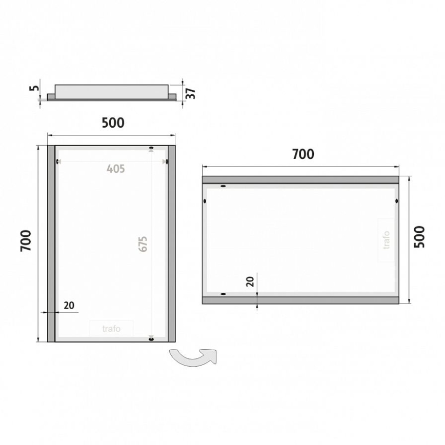 NIMCO ZP 11001 - Specchio da bagno retroilluminato LED/21W/230V 6500K 70x50 cm IP44