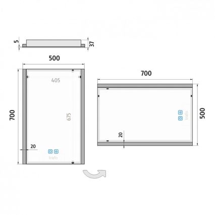 NIMCO ZP 11001VX - Dimmbarer LED-Badezimmerspiegel mit Hintergrundbeleuchtung LED/21W/230V 3000-6500K 70x50 cm IP44