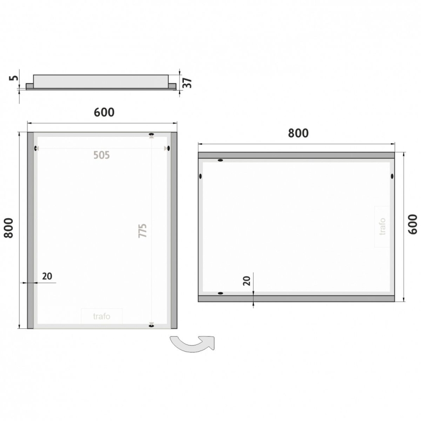 NIMCO ZP 11002 - LED-Badezimmerspiegel mit Hintergrundbeleuchtung LED/24W/230V 6500K 80x60 cm IP44